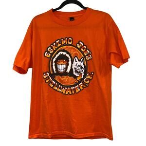Eskimo Joe's Stillwater OK Graphic Tee Medium Orange Game Day Shirt Double Sided